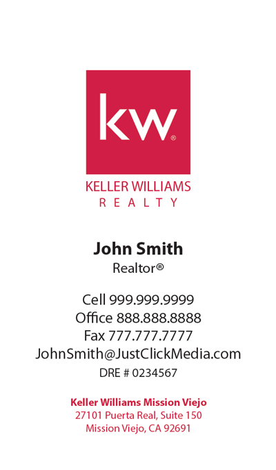 Keller Williams Business Card – Vertical - White - KW-10-White