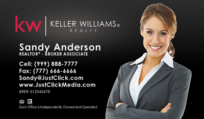 Keller Williams Business Card – Horizontal - Black - KW-13-Black-Photo
