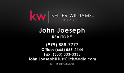 Keller Williams Business Card – Black with no photo - KW-13-Black